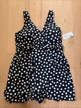 Women's New SlenderSuit Wrap Swim Dress Swimsuit Polka Dot